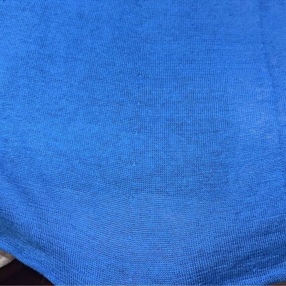 Eileen Fisher M Azure Blue Open Front Knit Short Sleeve Linen Cardigan - Picture 12 of 12